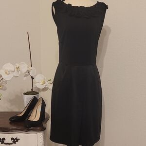 Taylor Black Sheath Midi Dress Sleeveless Crew Neck